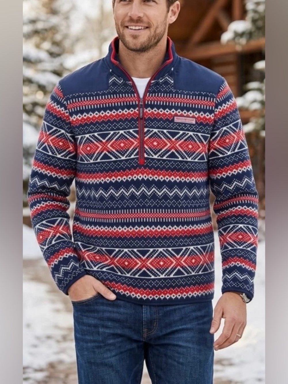 VINEYARD VINES FAIR ISLE AZTEC PRINT PULLOVER